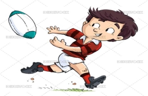 Boy passing a rugby ball - Illustrations from Dibustock Children's Stories.  Illustration experts